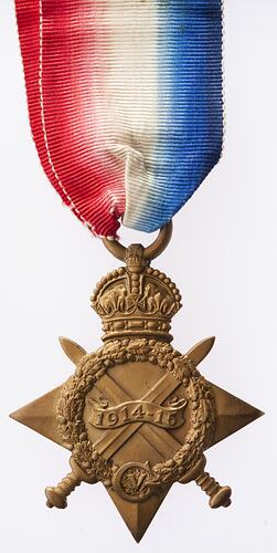 Medal - 1914-1915 Star, Great Britain, Lieutenant E.A. Nicholas, 1918 - Obverse