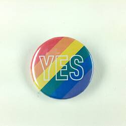 Badge - YES, Rainbow Stripes, Australia, 2017