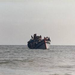 Photograph - Refugee Boat Approaching Beach, Kuantan, Malaysia, Dec 1978