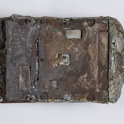 Fire afffected melted computer hard drive.