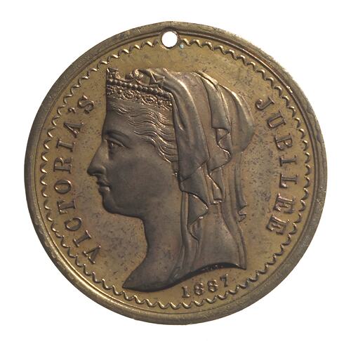 Medal - Jubilee of Queen Victoria, Ipswich Municipality, Tasmania, Australia, 1887