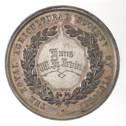 Medal - Royal Agricultural Society of Victoria Silver Prize, 1892 AD