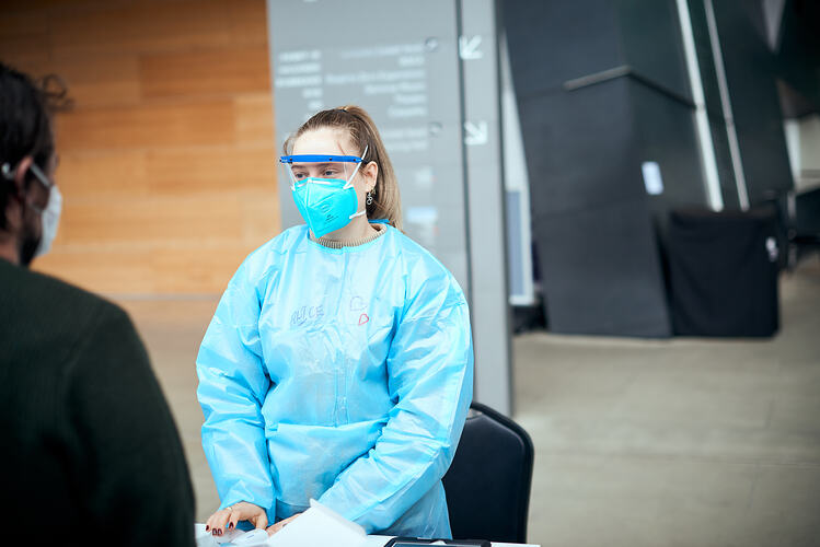 Andrew at Hub Entry, St Vincent's Vaccination Hub, Melbourne Museum, 23 Sep 2021