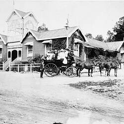 Negative - People in Charabanc Outside Warrandyte Hotel, Victoria, 1909