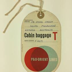 HT 54715, Baggage Label - P & O Orient Line, SS Oriana, May 1968 (MIGRATION), Document, Registered