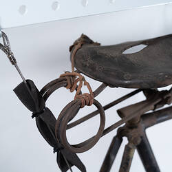 Close up of saddle suspension system.
