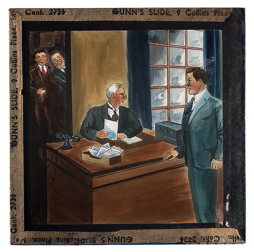Lantern Slide - Universal Opportunity League, Men in Office