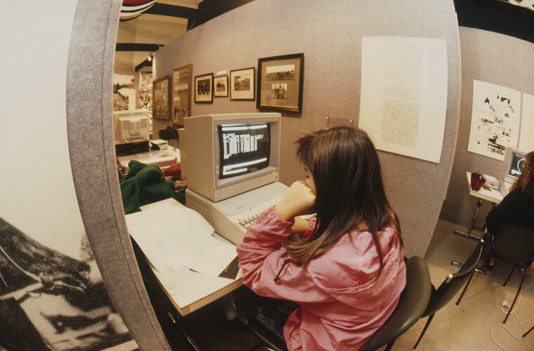 A female student working on a computer.