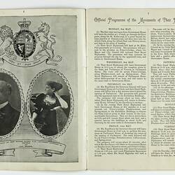 Printed double page of booklet,  in black and white with black and white photographs and illustrations.