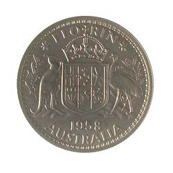 Proof Coin - Reverse, Florin (2 Shillings), Australia, 1958