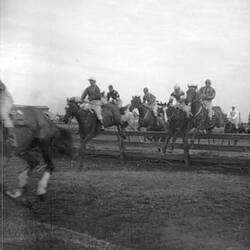 Glass Stereograph Negative - Federation Celebrations, Steeplechase, Flemington Racecourse, by G.H. Myers, Melbourne, Victoria, 1901