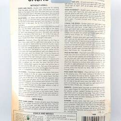 Instructions on back of pack containing jacks. Black printed text on white card.