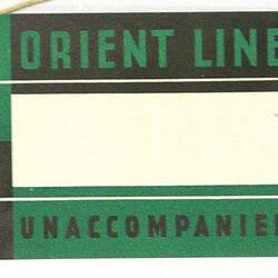Baggage Label - Orient Line "Unaccompanied to Sydney"
