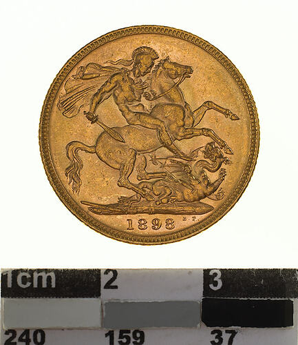Coin - Sovereign, Victoria, Australia, 1898, photographed by Museums Victoria