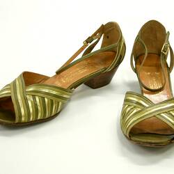 Sandals - Paragon, Belle Chaussure, 'Corso', Gold, Olive & Light Green, 1983
