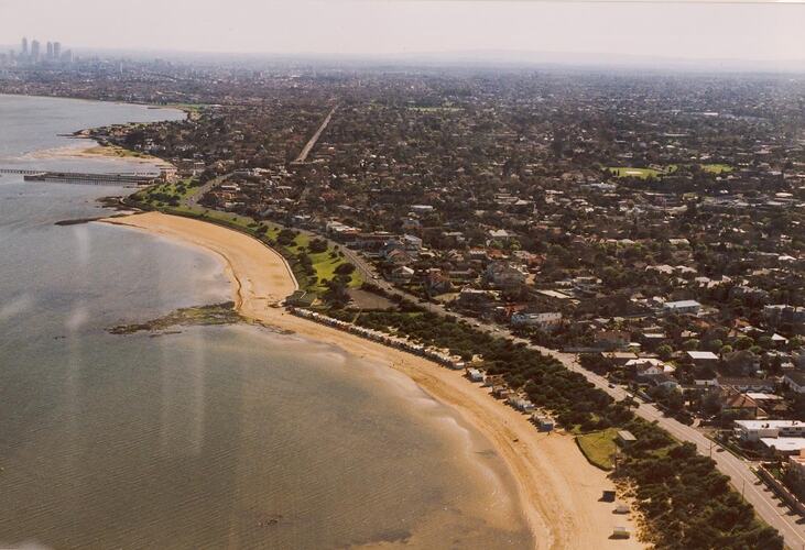 Digital Photograph - Aerial View of Port Phillip Bay, Eastern Shore, Brighton, 1993