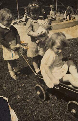 Digital Photograph - Children in the Playground, at Harris Street Kindergarten, North Melbourne, 1940