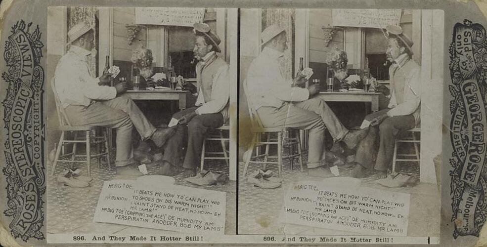 Digital Photograph - Rose's Stereoscopic Views, 'And They Made It Hotter Still!', Comical Stereograph, circa 1900