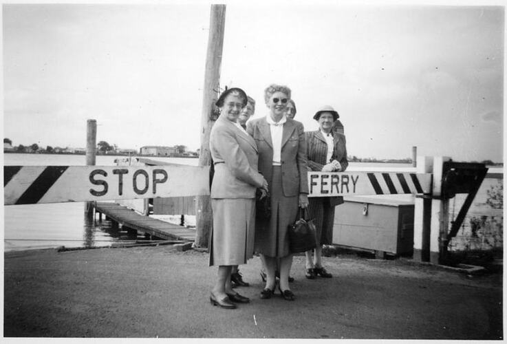 Photograph - Dorothy Howard and Other Women, Ferry on Clarence River, Sep 1954