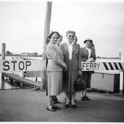 Photograph - Dorothy Howard & Other Women at Ferry Barrier, Dorothy Howard Tour, Clarence River, New South Wales, 16 Sep 1954