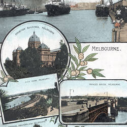Postcard - Exhibition Building & Views of Melbourne, Valentine's Series, Melbourne, circa 1915