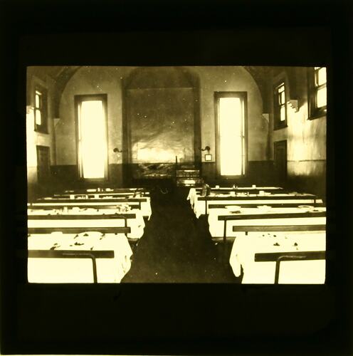 Lantern Slide - Royal Victorian Institute for the Blind, Dining Room, circa 1900