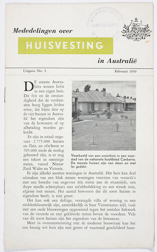 Booklet - Huisvesting in Australie, 1959