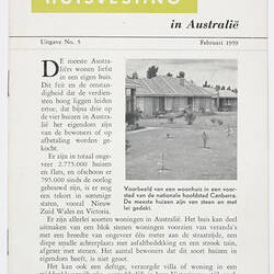 Booklet - 'Huisvesting in Australie', Commonwealth of Australia, Feb 1959