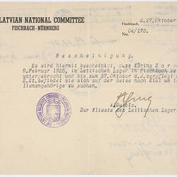 Certificate - The Latvian National Committee