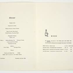 Menu - SS Stratheden, P&O Line, Dinner, 4 Jul 1963