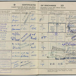 add to sex master Booklet - Seaman's Record Book & Certificate of Discharge, Issued to Martin  Spencer-Hogbin, Ministry of Transport, 1950