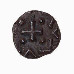 Coin, round, short cross with pellets in the angles; text around, V, inverted V, V, inverted V.