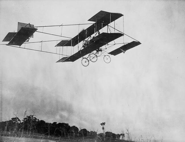 Negative - Duigan Biplane in Flight, 1910-11