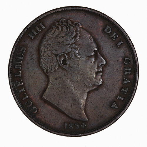 Coin - Penny, William IV, Great Britain, 1834 (Obverse)