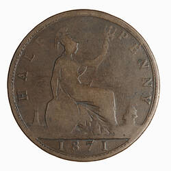 Coin - Halfpenny, Queen Victoria, Great Britain, 1871 (Reverse)