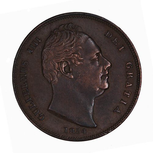 Coin - Farthing, William IV, Great Britain, 1834 (Obverse)