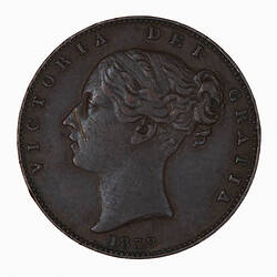 Coin - Farthing, Queen Victoria, Great Britain, 1838 (Obverse)
