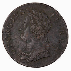 Coin - Halfpenny, George II, Great Britain, 1747 (Obverse)