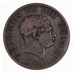 Coin - Halfcrown, George III, Great Britain, 1820 (Obverse)