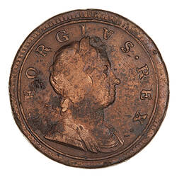 Coin - Halfpenny, George I, Great Britain, 1723 (Obverse)