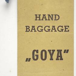 Baggage Label - Goya, 1950