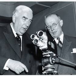Photograph - Kodak Australasia Pty Ltd, Prime Minister Robert Menzies and Dr. Alan Chapman at the Official Opening of Kodak Factory, Coburg, 1961