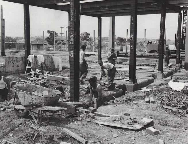 Photograph - Kodak Australasia Pty Ltd, Commencing Brick Work of Power House Building, Kodak Factory, Coburg, 1958