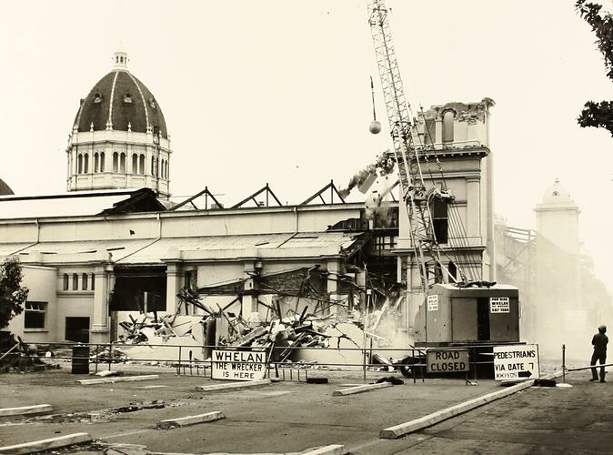 Photograph - Demolition of East Tower of Royale Ballroom, Exhibition Building, Melbourne, 1979