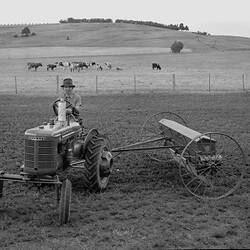 Negative - International Harvester, GL-125 Spreader & Farmall A Tractor, R.J. Madden, Bell Post Hill, 1940