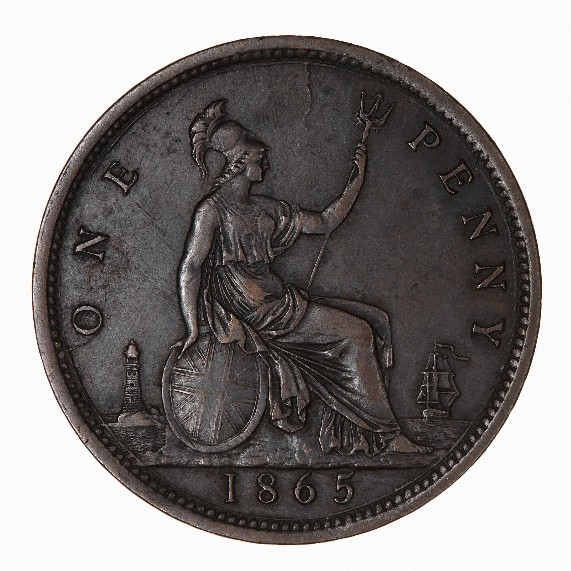 Coin Penny Queen Victoria Great Britain 1865