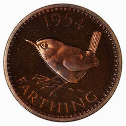 Proof Coin - Farthing, Elizabeth II, Great Britain, 1954 (Reverse)