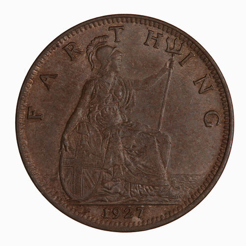 Coin - Farthing, George V, Great Britain, 1927 (Reverse)