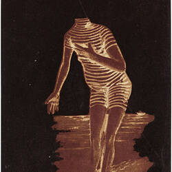 Negative Vignette - Man in Striped Swimsuit, circa 1900