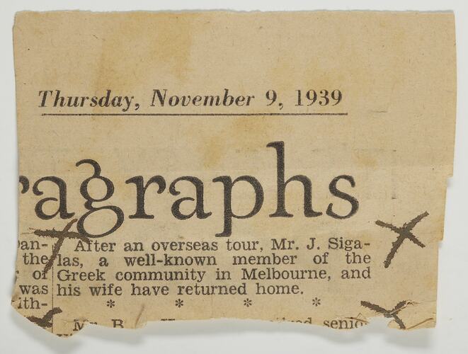 Newspaper cutting - Untitled, 9 Nov 1939